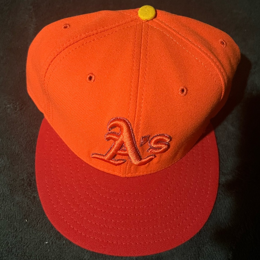 New Era Oakland Athletics Orange and Red A's Baseball Fitted Cap 7-7/8
